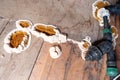 Fungus attacking wooden elements in structures, close-up image