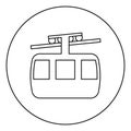 Funicular air way cable car Ski lift Mountain resort Aerial transportation tourism Ropeway Travel cabin icon in circle round