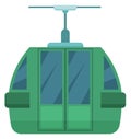 Funicular cabin cartoon icon. Green railway transport