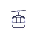 funicular, cable car line icon on white