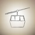 Funicular, Cable car sign. Vector. Brush drawed black icon at li