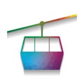 Funicular, Cable car sign. Vector. Colorful icon with bright tex