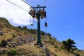 Funicular cable chair above Capri Island, Italy