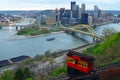 The funicular climbs a hill in Pittsburgh Royalty Free Stock Photo