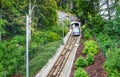 The funicular isa cable railroad, especially one on a mountainside, in which ascending and descending cars are counterbalanced Royalty Free Stock Photo