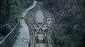 Funicular rail crossing Royalty Free Stock Photo