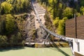 Funicular railway connecting the village of Stoos and the town of Schwyz in Switzerland. Lower station Funicular railway. Royalty Free Stock Photo