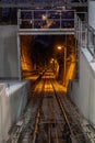 Funicular railway on Mount Tibidabo in Barcelona at night Royalty Free Stock Photo