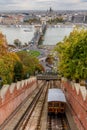 Funicular railway on the way to Buda Castle, in Budapest Royalty Free Stock Photo