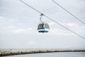Funicular or ropeway and public transport through gulf or river or channel in Lisbon in Portugal. Royalty Free Stock Photo