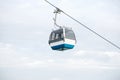 Funicular or ropeway and public transport through gulf or river or channel in Lisbon in Portugal. Royalty Free Stock Photo