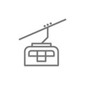 Funicular, ski cable lift line icon.