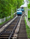 Funicular train rides up to the hill Royalty Free Stock Photo