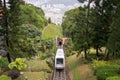 A funicular train on it`s way up to Penang Hill