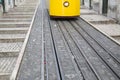 Funicular Tram and Track, Rua da Bica de Duarte Belo Street; Lisbon Royalty Free Stock Photo