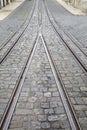 Funicular Tram Track, Rua da Bica de Duarte Belo Street; Lisbon Royalty Free Stock Photo