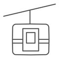 Funicular wagon thin line icon, transport symbol, cableway vector sign on white background, funicular railway icon in