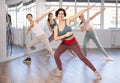 Funk jazz dancers practicing dance moves in studio Royalty Free Stock Photo