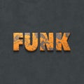 Funk, metallic word on grey background, 3d rendering