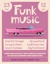 Funk music poster. Cartoon vector illustration Royalty Free Stock Photo