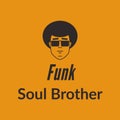 Funk soul brother logo with cool head graphic & Afro hair style