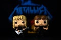 Funko POP vinyl figures of James hetfield and Lars Ulrich singer and drummer of the american heavy metal group Metallica. Royalty Free Stock Photo