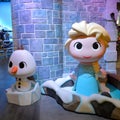 Funko Olaf and Elsa from Disney`s Frozen Royalty Free Stock Photo