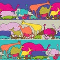 Funky animals - seamless pattern