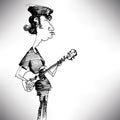 Funky bass player cartoon Royalty Free Stock Photo