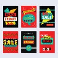 Funky Black Friday Sale cards set on gray background