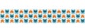 Funky butterfly mosaic vector seamless border pattern. Hand drawn playfull birdies colorful banner background. Trendy Royalty Free Stock Photo