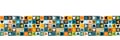 Funky butterfly mosaic vector seamless border pattern. Hand drawn playfull birdies colorful banner background. Trendy