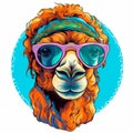 Funky Camel: Colorful Realism Illustration Of A Stylish Llama