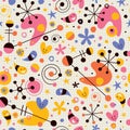 Funky cartoon retro note book paper pattern