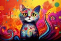 Funky cat on bright background, concept of Playful feline, created with Generative AI technology