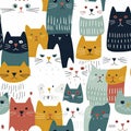 Funky Cats in Abstract Style