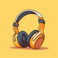 Funky colorful drawn musical retro headphones, vector