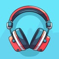 Funky colorful drawn musical retro headphones, vector