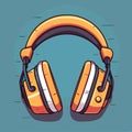 Funky colorful drawn musical retro headphones, vector