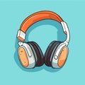 Funky colorful drawn musical retro headphones, vector