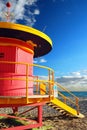 A funky, colorful lifeguard station