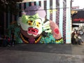 Funky colorful man mural
