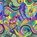 Funky colorful seamless psychedelic texture for decoration and design.