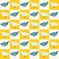 Funky cute bird mosaic vector seamless pattern. Hand drawn playfull birdies colorful background. Trendy colorful gender