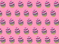 Funky Easter Eggs Pattern on Pink Background. Royalty Free Stock Photo