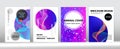 Funky Futuristic Music Background Geometric Gradient Overlay. Trendy Covers Set. Big Data