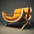 Funky Futuristic Orange Wooden Lounge Chair Design Royalty Free Stock Photo