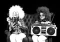 Funky grandma DJ twin retro ghettoblaster Royalty Free Stock Photo