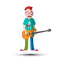 Funky Guitar Player. Vector Musician Man Isolated