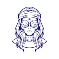 Funky hippie alien head headband illustrations silhouette